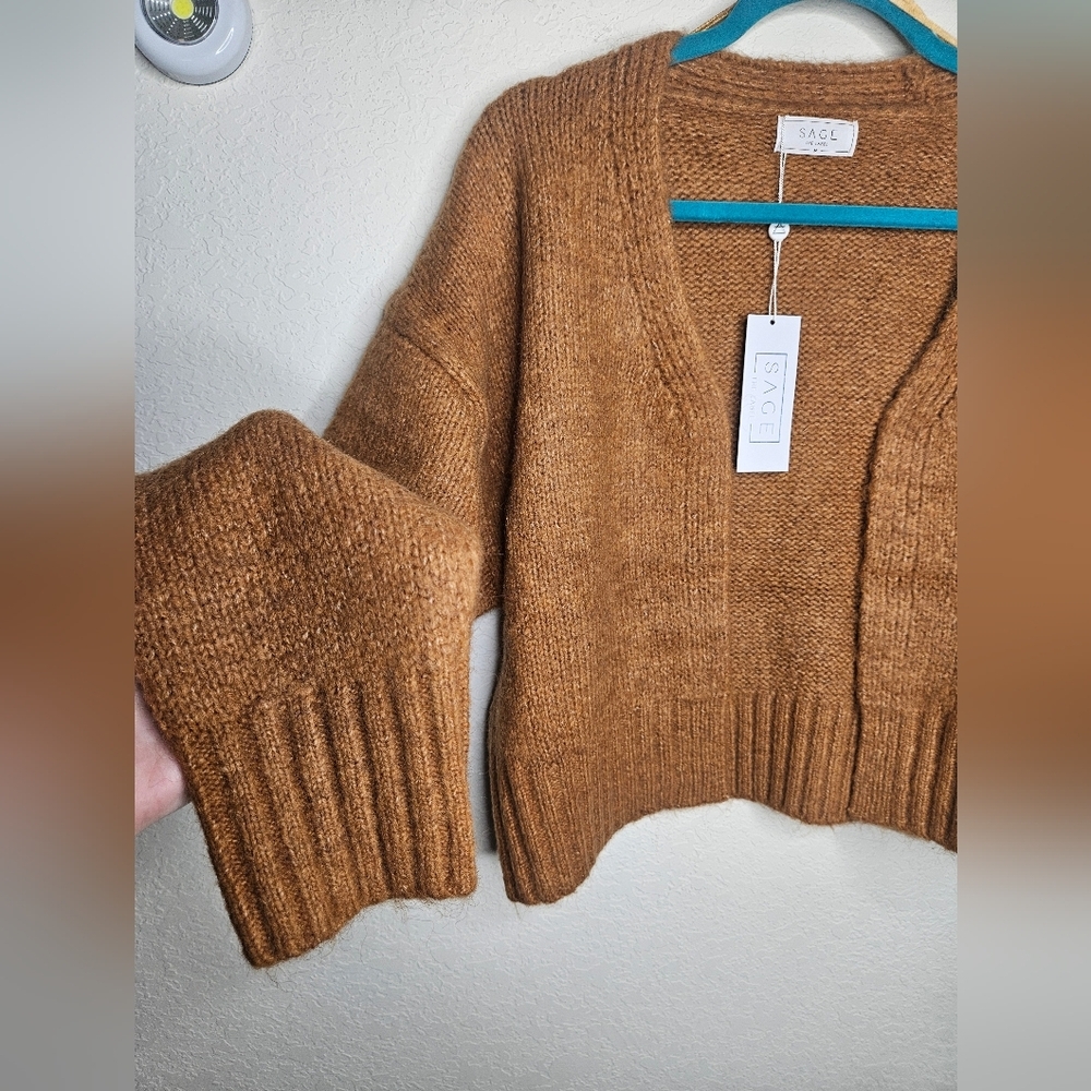 Sage Women's Chunky Tan Knit Cardigan - Picture 3 of 8
